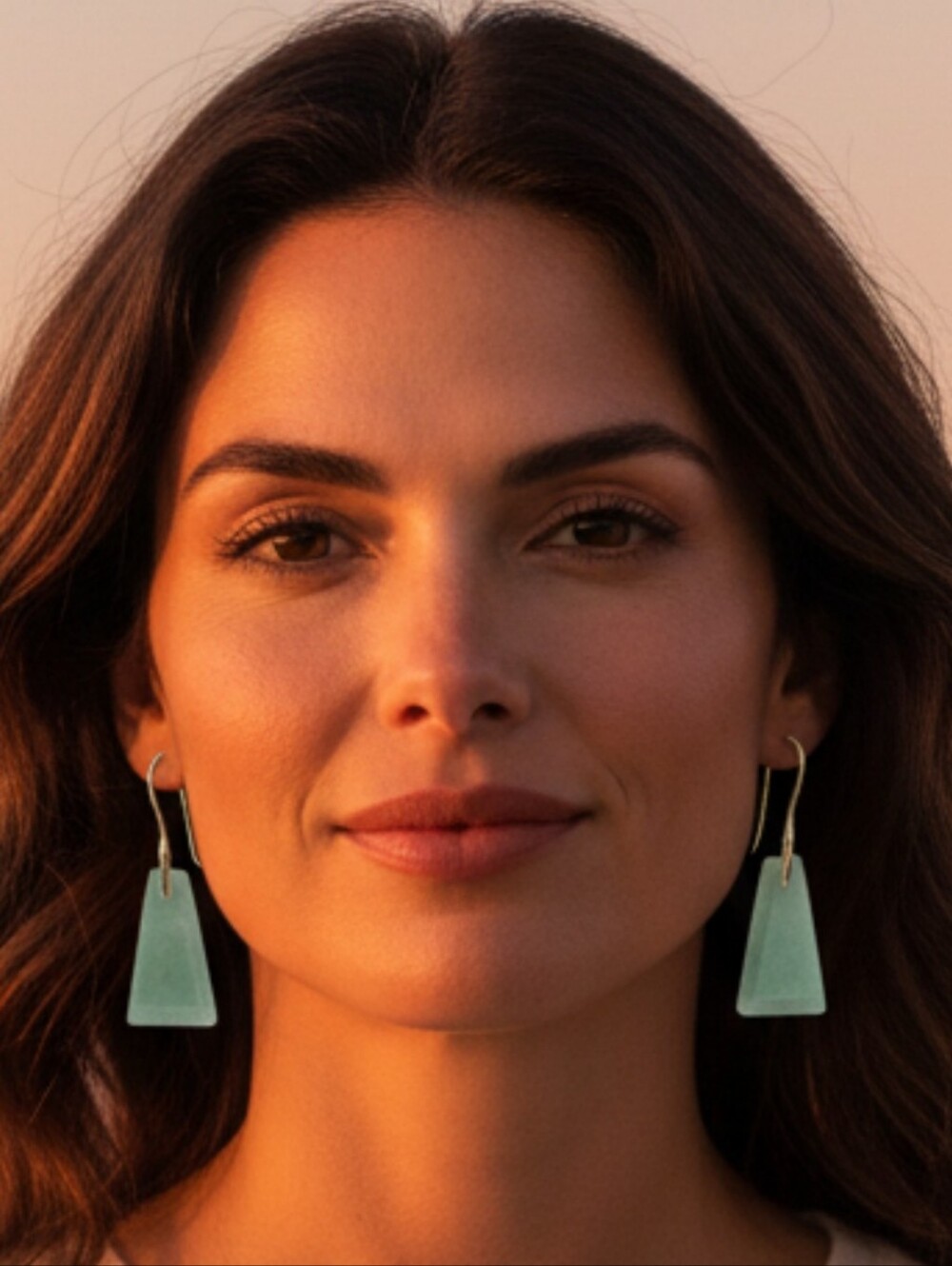 Gorgeous Gold & Jade Trapezoid Drop Earrings